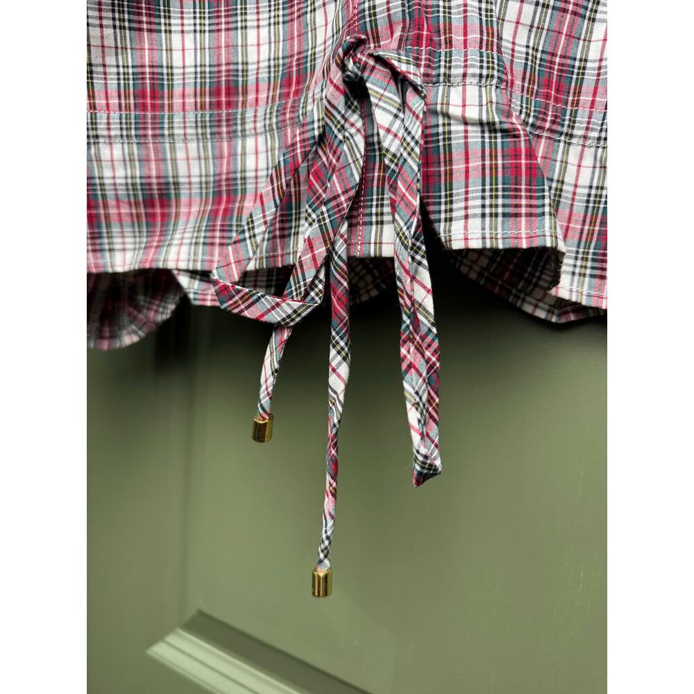 NWT Cara Cara Tartan Plaid Turtledove Hutton Tartan Cropped Top Red White XL - Picture 4 of 6